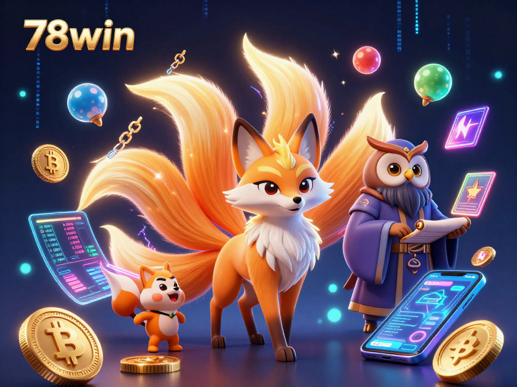 Engage with the dynamic 78win crypto casino illustration featuring colorful characters and gaming elements.