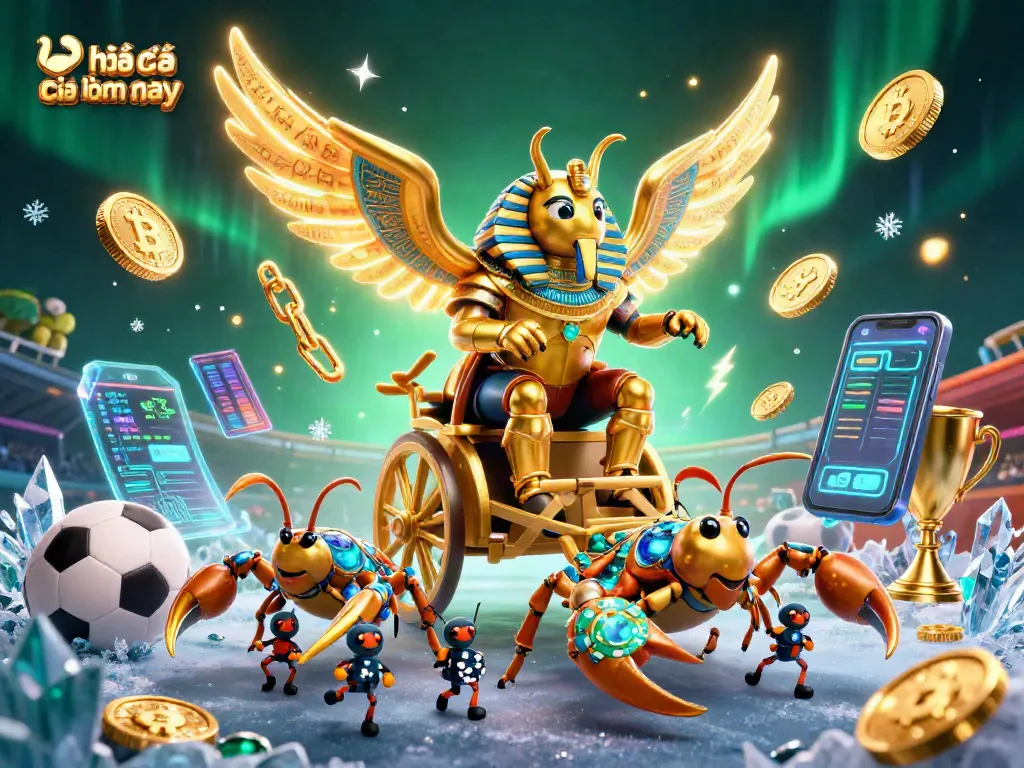 Place bets with kèo nhà cái hôm nay in a vibrant sports betting scene featuring an animated beetle and dynamic game elements.