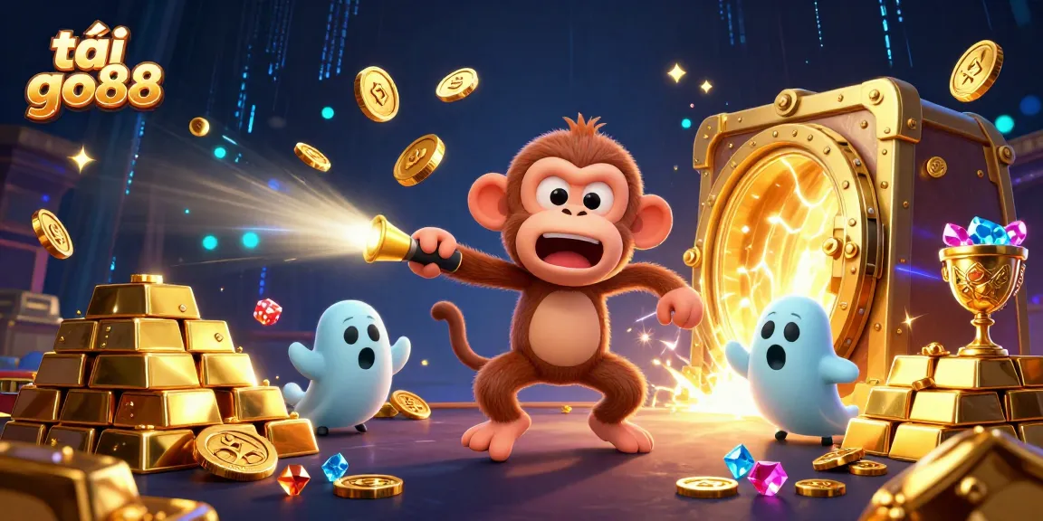Experience thrilling games with tải go88 featuring a playful poltergeist monkey and a puppy in a vibrant casino.