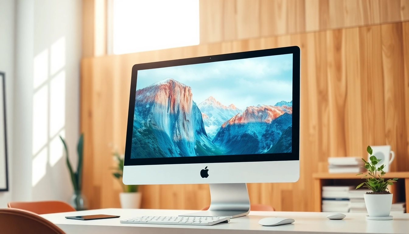 Descubre el rendimiento del iMac 24 pulgadas en un elegante espacio de trabajo moderno.