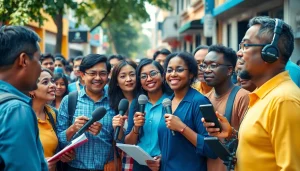 Capture of reporters from https://www.thedailynewsonline.com interacting in a bustling community setting.