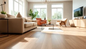 Enhance your space with waterproof vinyl flooring that complements elegant decor.