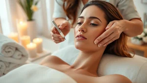 Applying anal bleaching treatment professionally in a serene spa setting.